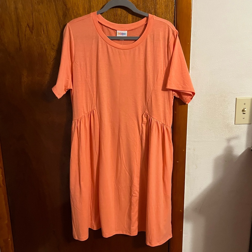 LuLaRoe Women's Midi Dress in Coral